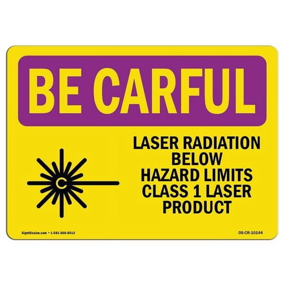 OSHA Caution Radiation Sign - Laser Radiation Below Hazard with Symbol