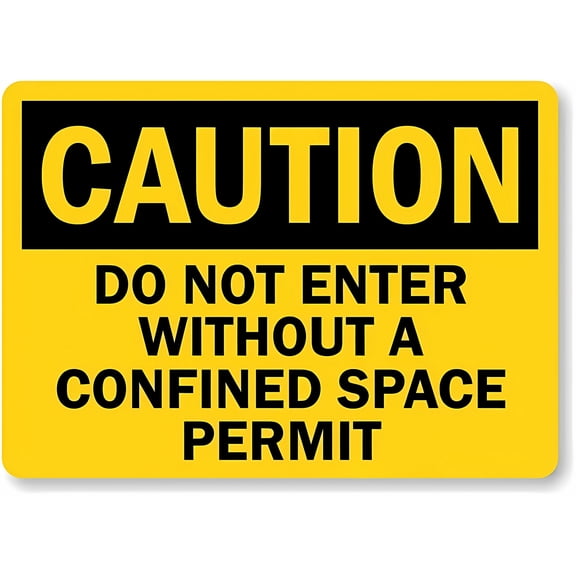 OSHA Caution Sign Do Not Enter Without A Confined Space Permit - 8"x12" Metal Sign, Warning for Wall Fence, Confined Space, Permit Requirement