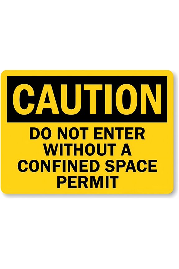 OSHA Caution Sign Do Not Enter Without A Confined Space Permit - 8"x12" Metal Sign, Warning for Wall Fence, Confined Space, Permit Requirement