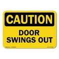 thumbnail image 1 of OSHA Caution Sign - Door Swings Out | Vinyl Decal | Protect Your Business, Construction Site, Warehouse & Shop Area | Made in the USA, 1 of 4