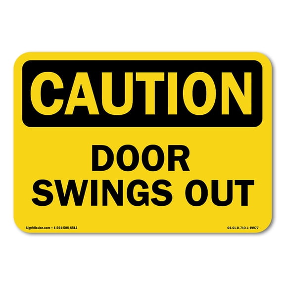 OSHA Caution Sign - Door Swings Out | Vinyl Decal | Protect Your Business, Construction Site, Warehouse & Shop Area | Made in the USA