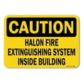 thumbnail image 1 of OSHA Caution Sign - Halon Fire Extinguishing System Inside Building | Plastic Sign | Protect Your Business, Work Site, Warehouse |  Made in the USA, 1 of 6