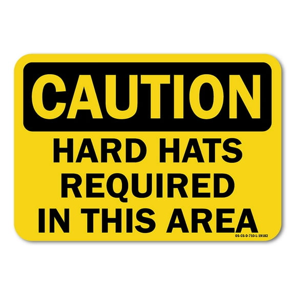 OSHA Caution Sign - Hard Hats Required in this Area | Plastic Sign | Protect Your Business, Work Site, Warehouse & Shop Area |  Made in the USA