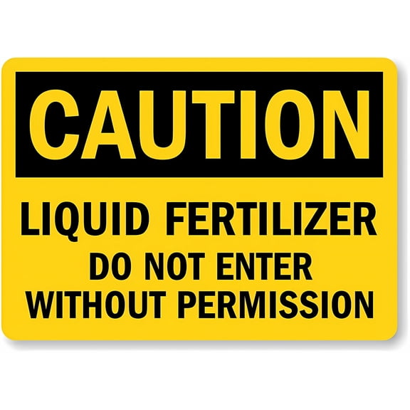 OSHA Caution Sign Liquid Fertilizer - Do Not Enter Without Permission - 8"x12" Metal Sign, Warning for Wall Fence, Fertilizer Storage, Access Control