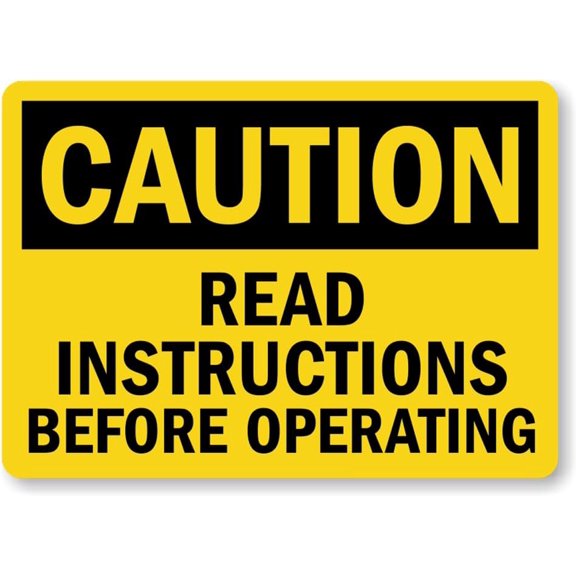 OSHA Caution Sign: Read Instructions Before Operating Man Cave Garage Shop Bar Restaurant Home Decor Metal Sign, 12" x 8"