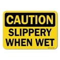 thumbnail image 1 of OSHA Caution Sign - Slippery When Wet | Plastic Sign | Protect Your Business, Work Site, Warehouse & Shop Area |  Made in the USA, 1 of 6