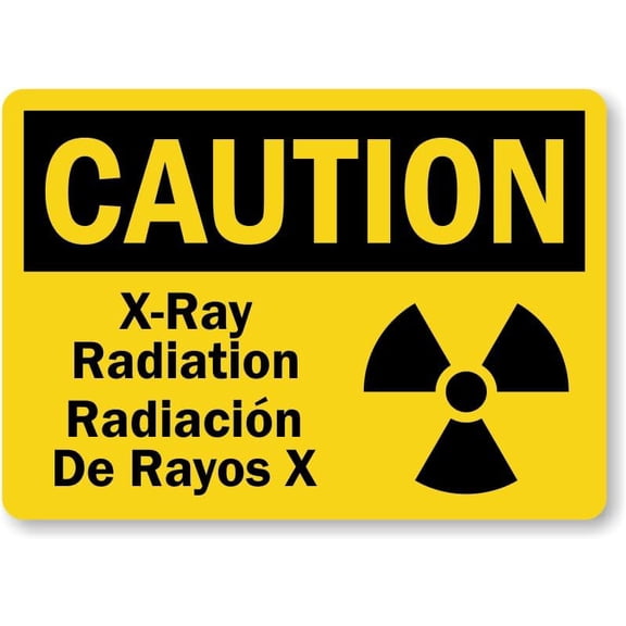 OSHA Caution Sign: X-Ray Radiation, Radiacion De Rayos X with Graphic Metal Sign 8"x12" \u2013 Indoor/Outdoor Use for Home & Office