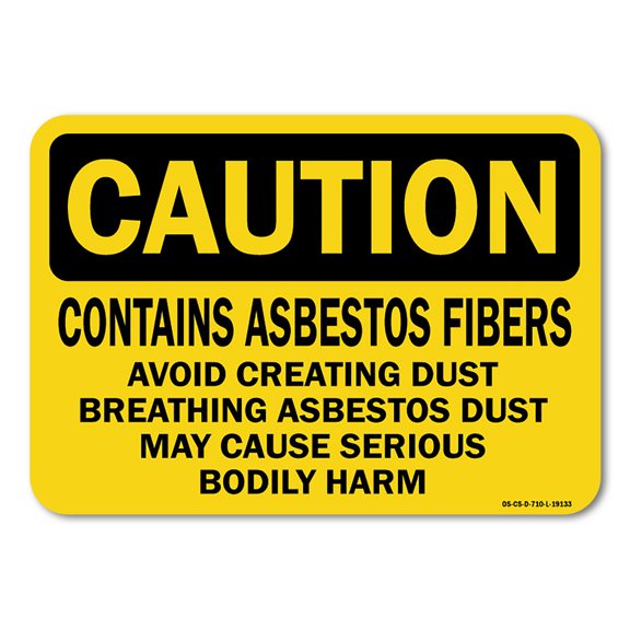 OSHA Caution Sign - contains asbestos fiber | Plastic Sign | Protect Your Business, Work Site, Warehouse & Shop Area | Made in the USA