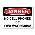 thumbnail image 1 of OSHA Danger Aluminum Sign - No Cell Phones or Two Way Radios |  Aluminum Sign | Protect Your Business, Work Site, Warehouse & Shop Area |  Made in the USA, 1 of 6