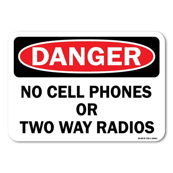 OSHA Danger Aluminum Sign - No Cell Phones or Two Way Radios | Aluminum Sign | Protect Your Business, Work Site, Warehouse & Shop Area | Made in the USA