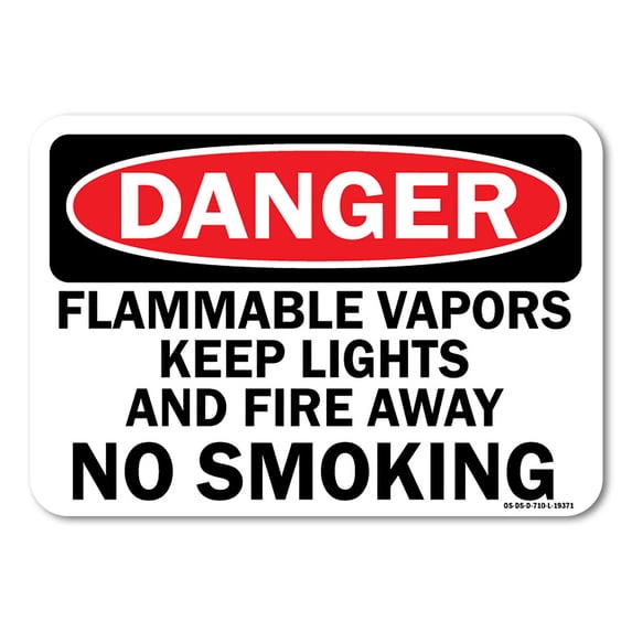 OSHA Danger Aluminum Sign - Flammable Vapors Keep Lights and Fire Away No Smoking | Aluminum Sign | Protect Your Business, Work Site, Warehouse | Made in the USA