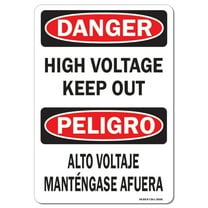 OSHA Danger Aluminum Sign - High Voltage Keep Out (Bilingual) |  Aluminum Sign | Protect Your Business, Work Site, Warehouse & Shop Area |  Made in the USA