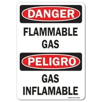 OSHA Danger Decal - Flammable Gas (Bilingual) Vertical | Decal | Protect Your Business Work Site Warehouse & Shop Area |  Made in the USA