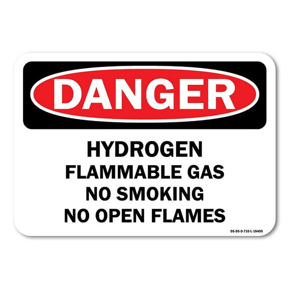 OSHA Danger Decal - Hydrogen Flammable Gas No Smoking or Open Flames | Decal | Protect Your Business, Work Site, Warehouse |  Made in the USA