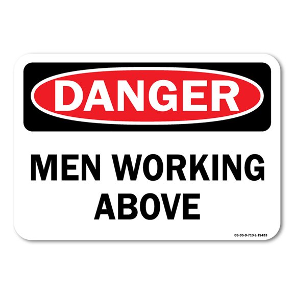 OSHA Danger Decal - Men Working Above | Decal | Protect Your Business, Work Site, Warehouse & Shop Area |  Made in the USA