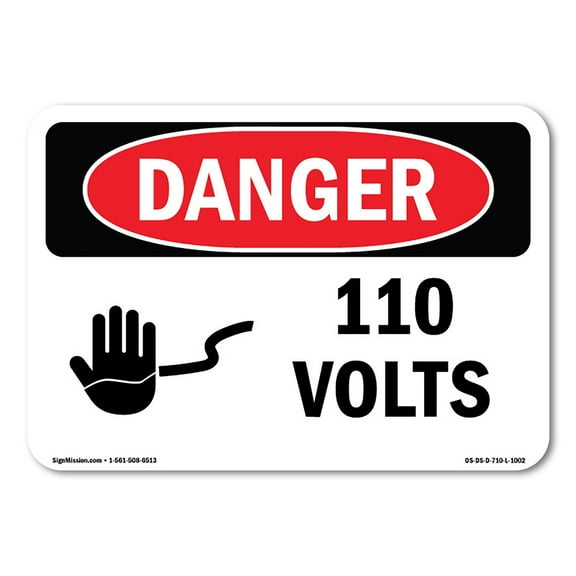 OSHA Danger Sign - 110 Volts | Decal | Protect Your Business, Construction Site, Warehouse & Shop Area |  Made in The USA