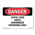 thumbnail image 1 of OSHA Danger Sign - 12470 7200 Volts Authorized Personnel | Plastic Sign | Protect Your Business, Construction Site, Shop Area |  Made in The USA, 1 of 5