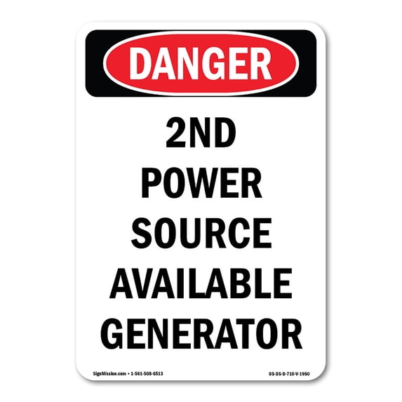 OSHA Danger Sign - 2nd Power Source Available Generator | Decal | Protect Your Business, Construction Site, Shop Area | Made in The USA