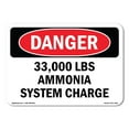 thumbnail image 1 of OSHA Danger Sign - 33000 Lbs Ammonia System Charge | Plastic Sign | Protect Your Business, Construction Site, Warehouse & Shop Area |  Made in The USA, 1 of 5