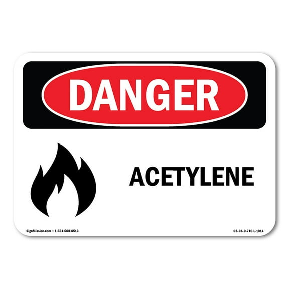 OSHA Danger Sign - Acetylene | Decal | Protect Your Business, Construction Site, Warehouse & Shop Area |  Made in The USA
