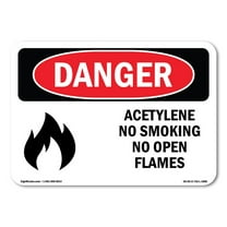 OSHA Danger Sign - Acetylene No Smoking No Open Flames | Decal | Protect Your Business, Construction Site, Warehouse & Shop Area |  Made in The USA