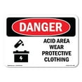 thumbnail image 1 of OSHA Danger Sign - Acid Area Wear Protective Clothing | Decal | Protect Your Business, Construction Site, Warehouse & Shop Area |  Made in The USA, 1 of 5
