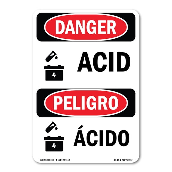 OSHA Danger Sign - Acid | Decal | Protect Your Business, Construction Site, Warehouse & Shop Area | Made in The USA