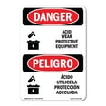 thumbnail image 1 of OSHA Danger Sign - Acid Wear Protective Equipment Bilingual | Decal | Protect Your Business, Construction Site, Shop Area |  Made in The USA, 1 of 5
