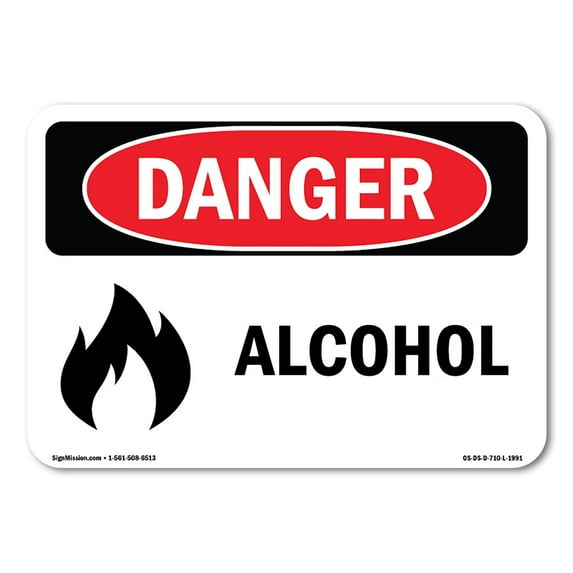 OSHA Danger Sign - Alcohol | Decal | Protect Your Business, Construction Site, Warehouse & Shop Area | Made in The USA