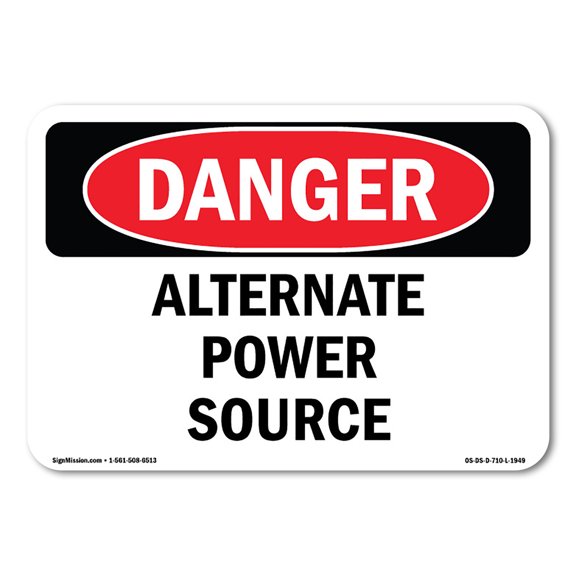 OSHA Danger Sign - Alternate Power Source | Decal | Protect Your Business, Construction Site, Warehouse & Shop Area | Made in The USA
