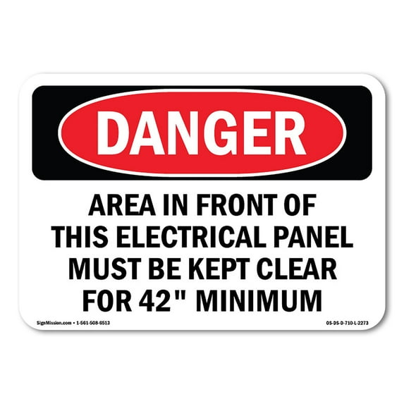 OSHA Danger Sign - Area In Front Of This Electrical Panel Must | Plastic Sign | Protect Your Business, Construction Site, Shop Area | Made in The USA