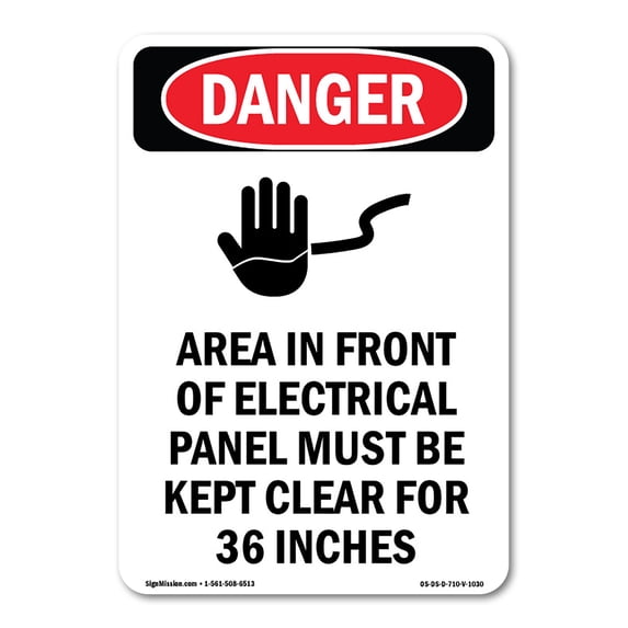 OSHA Danger Sign - Area In Front Of Electrical | Decal | Protect Your Business, Construction Site, Warehouse & Shop Area | Made in The USA