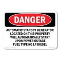 thumbnail image 1 of OSHA Danger Sign - Automatic Standby Generator Located On This | Plastic Sign | Protect Your Business, Construction Site, Shop Area |  Made in The USA, 1 of 5
