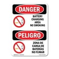 thumbnail image 1 of OSHA Danger Sign - Battery Charging Area No Smoking Bilingual | Plastic Sign | Protect Your Business, Construction Site, Shop Area |  Made in The USA, 1 of 5