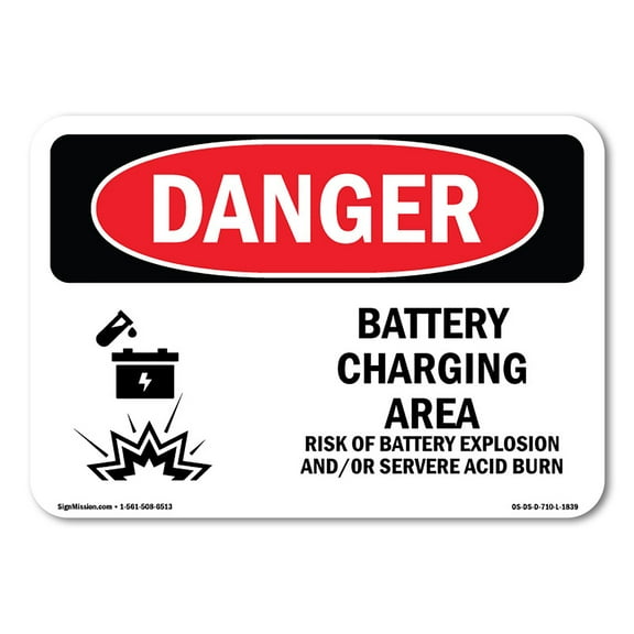 OSHA Danger Sign - Battery Charging Area Risks | Decal | Protect Your Business, Construction Site, Warehouse & Shop Area |  Made in The USA