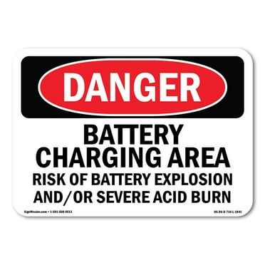 OSHA Danger Sign - Battery Charging Area Risks | Decal | Protect Your Business, Construction Site, Warehouse & Shop Area |  Made in The USA
