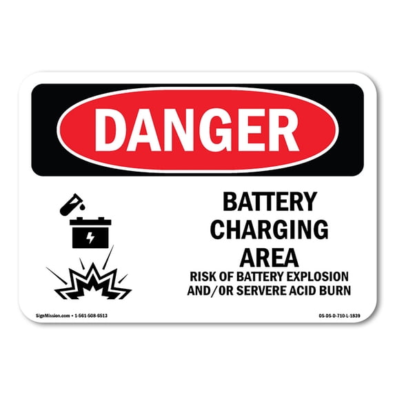 OSHA Danger Sign - Battery Charging Area Risks | Plastic Sign | Protect Your Business, Construction Site, Warehouse & Shop Area | Made in The USA