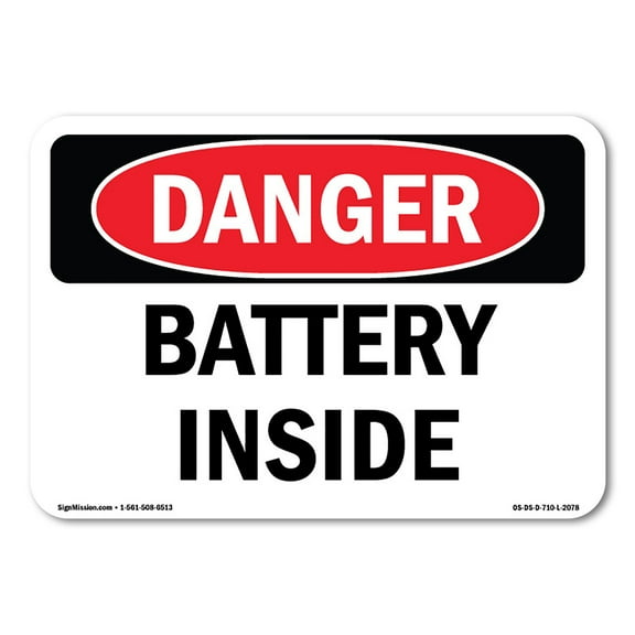 OSHA Danger Sign - Battery Inside | Decal | Protect Your Business, Construction Site, Warehouse & Shop Area |  Made in The USA