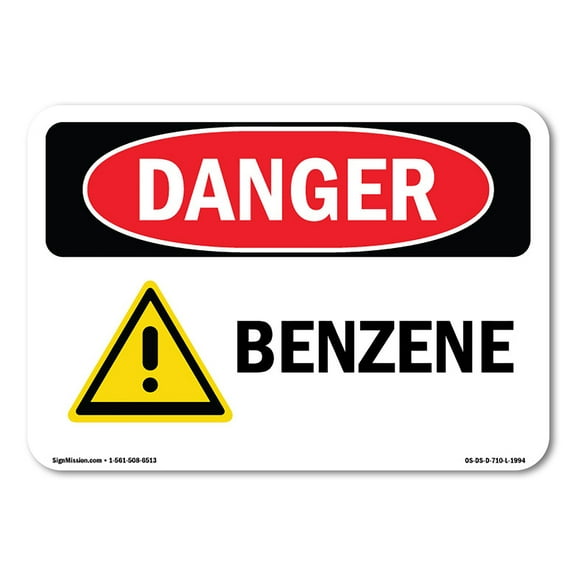 OSHA Danger Sign - Benzene | Plastic Sign | Protect Your Business, Construction Site, Warehouse & Shop Area |  Made in The USA