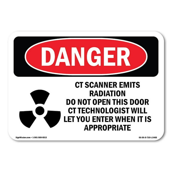 OSHA Danger Sign - CT Scanner Emits Radiation Do | Decal | Protect Your Business, Construction Site, Warehouse & Shop Area |  Made in The USA