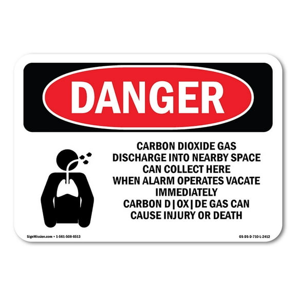 OSHA Danger Sign - Carbon Dioxide Gas Discharge | Decal | Protect Your Business, Construction Site, Warehouse & Shop Area |  Made in The USA