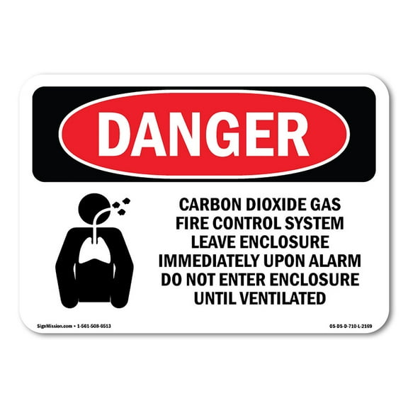 OSHA Danger Sign - Carbon Dioxide Gas Fire | Decal | Protect Your Business, Construction Site, Warehouse & Shop Area |  Made in The USA
