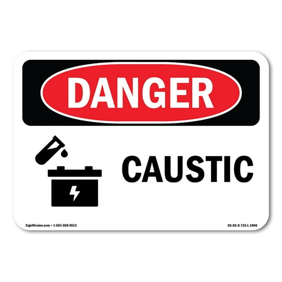 OSHA Danger Sign - Caustic | Plastic Sign | Protect Your Business, Construction Site, Warehouse & Shop Area |  Made in The USA