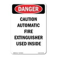 thumbnail image 1 of OSHA Danger Sign -  Caution Automatic Fire Extinguisher | Decal | Protect Your Business, Construction Site, Warehouse & Shop Area |  Made in The USA, 1 of 5
