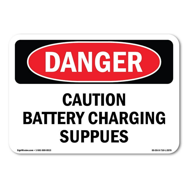 OSHA Danger Sign - Caution Battery Charging Supplies | Decal | Protect Your Business, Construction Site, Warehouse & Shop Area |  Made in The USA