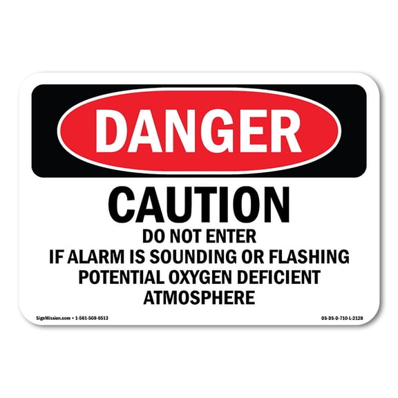 OSHA Danger Sign - Caution Do Not Enter If Alarm Is Sounding | Plastic Sign | Protect Your Business, Construction Site, Shop Area |  Made in The USA