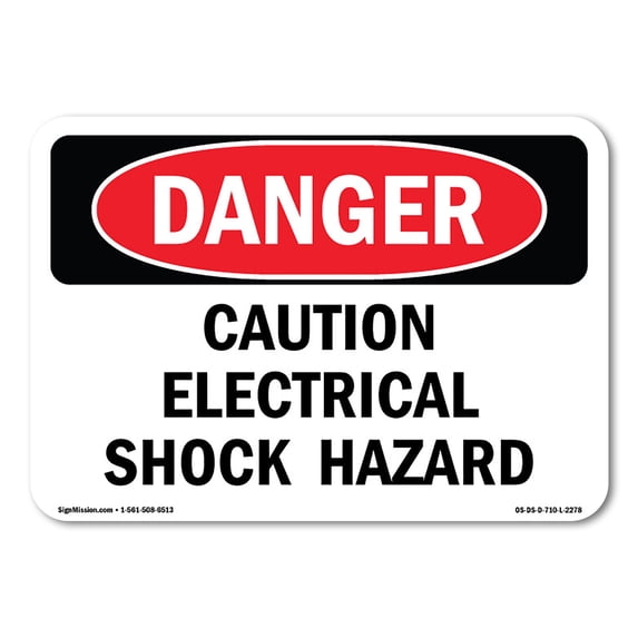 OSHA Danger Sign - Caution Electrical Shock Hazard | Plastic Sign | Protect Your Business, Construction Site, Warehouse & Shop Area | Made in The USA