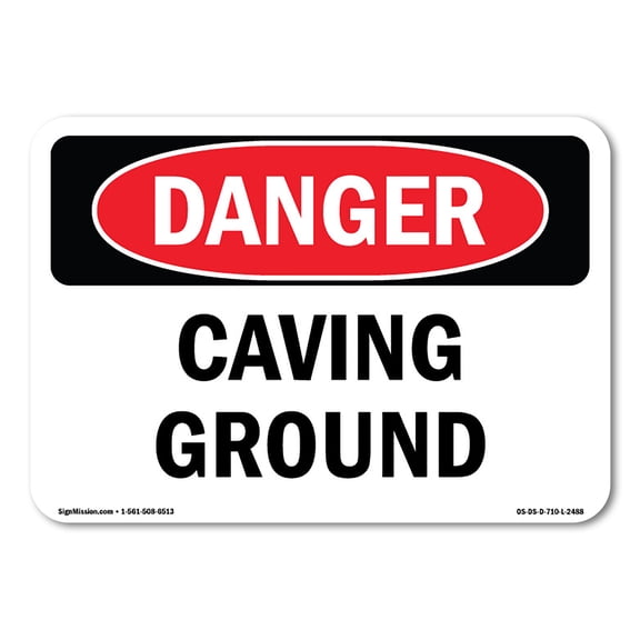 OSHA Danger Sign - Caving Ground | Plastic Sign | Protect Your Business, Construction Site, Warehouse & Shop Area | Made in The USA