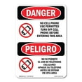 thumbnail image 1 of OSHA Danger Sign - No Cell Phone Use In Area Bilingual | Plastic Sign | Protect Your Business, Construction Site, Warehouse & Shop Area |  Made in The USA, 1 of 5