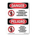 thumbnail image 1 of OSHA Danger Sign - Chemical Unloading Area Authorized Bilingual | Plastic Sign | Protect Your Business, Construction Site, Shop Area |  Made in The USA, 1 of 5